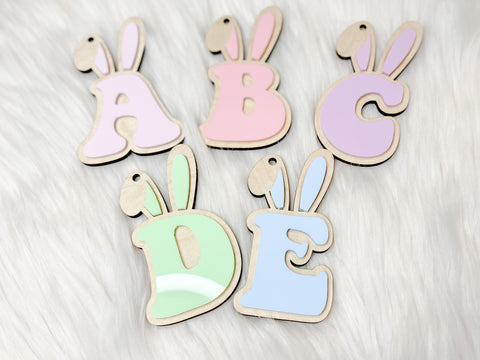 Bunny Ear Initials Easter Basket Tag