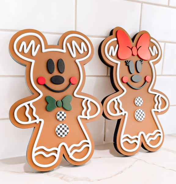 Gingerbread Mickey & Minnie Shelf Sitters