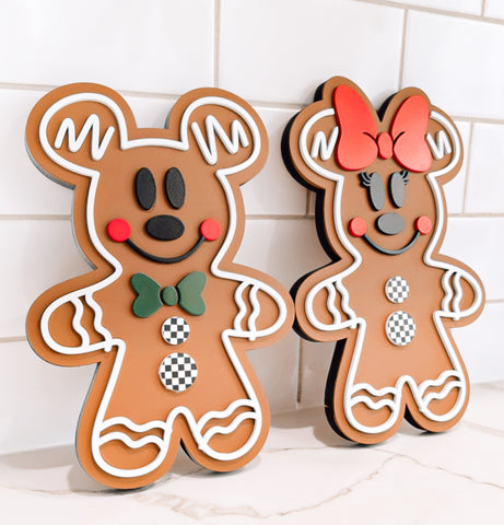 Gingerbread Mickey & Minnie Shelf Sitters
