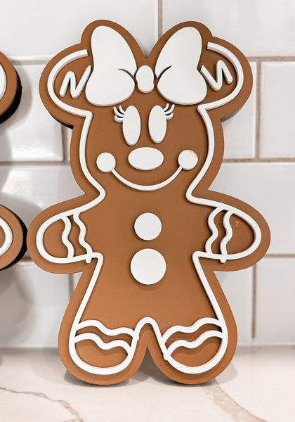 Gingerbread Mickey & Minnie Shelf Sitters