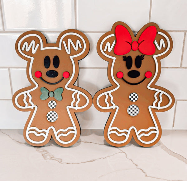 Gingerbread Mickey & Minnie Shelf Sitters