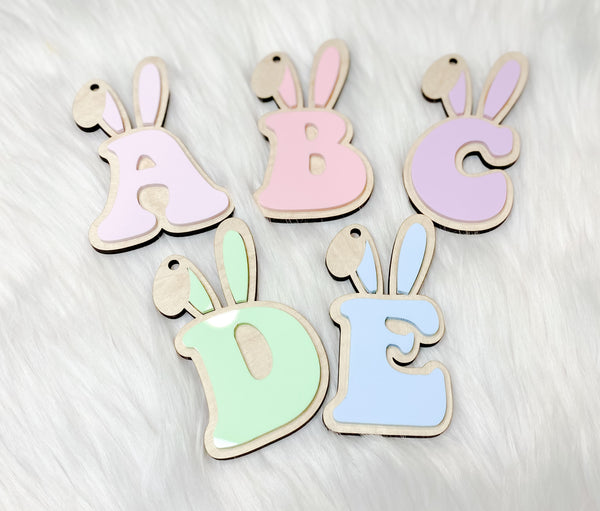 Bunny Ear Initials Easter Basket Tag