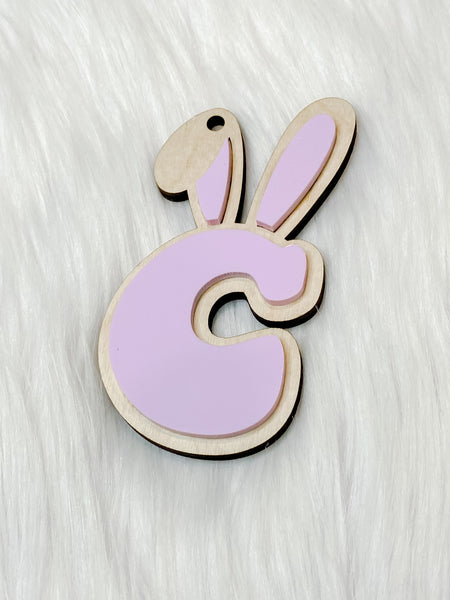 Bunny Ear Initials Easter Basket Tag